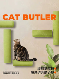 Wall-Mounted Cat Scratching Post and Climbing Shelf for Indoor Cats, Vertical Sisal Scratcher Toy
