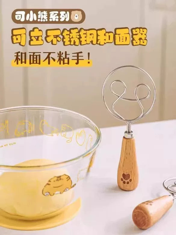 Bear Stand-Up Stainless Steel Dough Mixer & Whisk for Kitchen Use