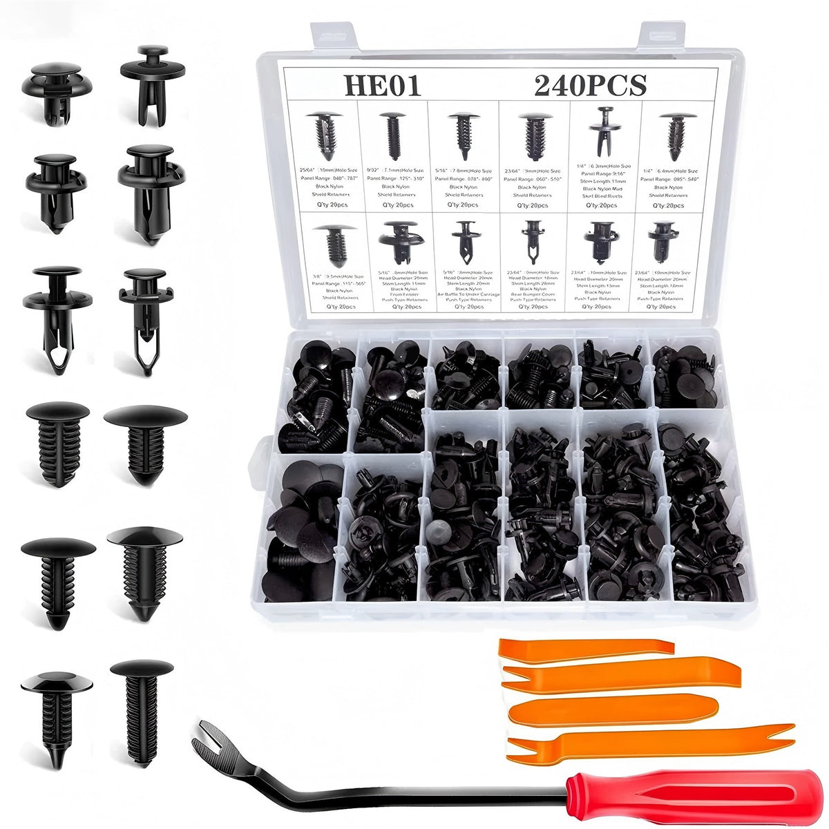 240PCS Car Bumper Rivet Clips Fastener Kit for Ford