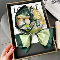 Women's Versatile Jungle Print Faux Silk Scarf Long Narrow Ribbon for Bags and Neck