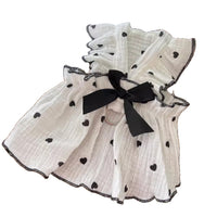 Pet Summer Dress with Leash Ring, Breathable Heart Bow Princess Skirt for Small Dogs & Puppies