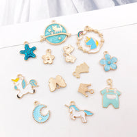 Cute Unicorn Sheep Starfish Enamel Alloy Charms for DIY Keychain Pendants