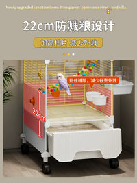 Large Parrot Cage with Splash Guard, Breeding Box and Storage Options