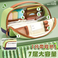 Magnetic Large Capacity Pencil Case with 10-Layer Organization and Stain Resistance