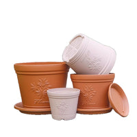 Terracotta-Style Embossed Resin Planter with Tray for Roses Hydrangeas Fruit Trees, Breathable Thickened Garden Pot