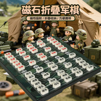 Magnetic Folding Chinese Army Chess Set with Chessboard for Kids, 2-in-1 Board Games