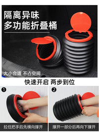 Foldable Car Trash Can with Umbrella Storage for Front and Rear Seats