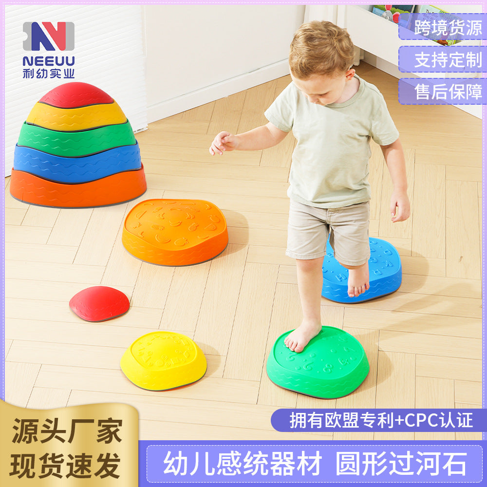 Kids' Stepping Stones for Balance and Sensory Training, Non-Slip River Stones for Early Education