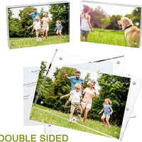 Acrylic Photo Frame Clear Freestanding Double-Sided Magnetic Display for Desktop