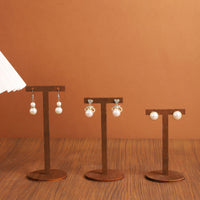 Walnut Wood Embroidery Hoop Jewelry Display Stand for Earrings and Necklaces