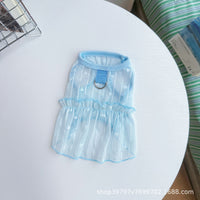 Pet Dog Cat Hollow Heart Dress Summer Breathable Sun Protection Apparel for Small to Medium Breeds