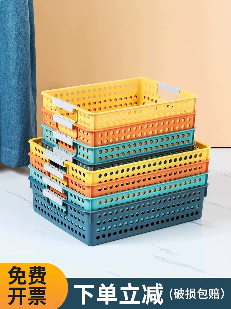 Stackable Plastic Desktop Storage Bins for Snacks, Toys, and Office Supplies