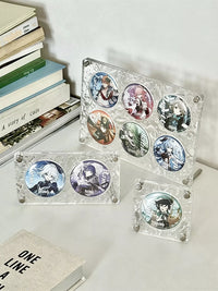 Acrylic Ripple Pattern Display Case for Badges and Cards, 3/4-Grid Dustproof Organizer for Anime Collectibles