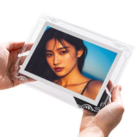 Transparent Glass Photo Frame with Stand for Desktop Display, Modern Creative Picture Frame for Kids' Growth Photos