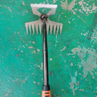 New 11-Tooth Manganese Steel Dual-Purpose Weeding Tool, Handheld Root Remover and Soil Loosener Rake