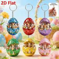 2026 Easter Bunny Egg House 2D Acrylic Keychain Pendant for Holiday Party Decor