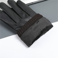Men's PU Leather Thermal Touchscreen Gloves for Winter Driving & Cycling