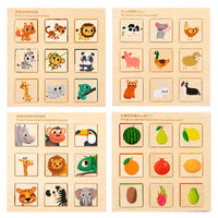 Kids Wooden Montessori Puzzle Board for Logic & Cognition - Fruit & Animal Matching Game