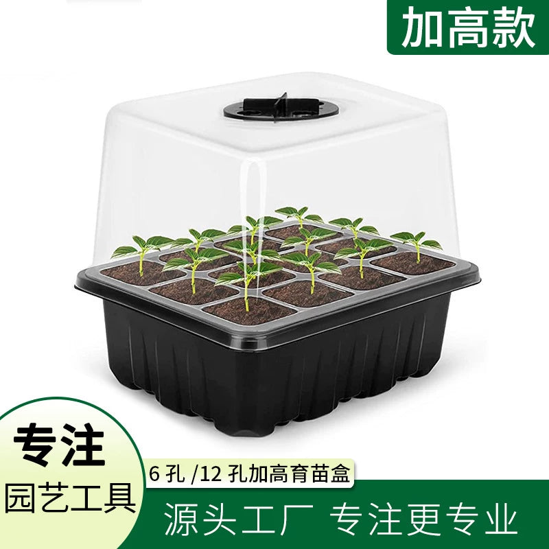 Seedling Starter Trays with Dome Lids - 6 or 12 Cell Reusable Plant Germination Kits for Succulents & Vegetables