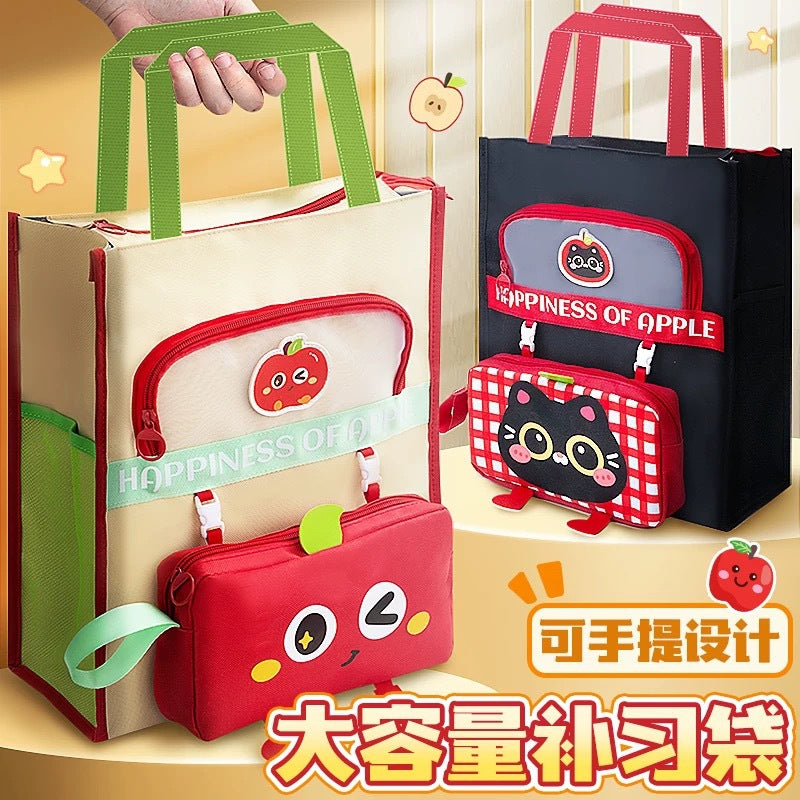Cute Cartoon Student Tote Bag for Tutoring and Document Storage