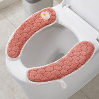 New Plush Thick Toilet Seat Cover Universal Soft Warm Washable Mat with Anti-Slip Design