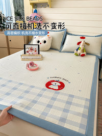 Blue Apple Dog Ice Silk Cooling Mat 3-Piece Set for Summer Dormitory Air-Conditioned Soft Mat