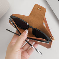 Creative Neck-Mounted Glasses Pouch Portable Leather Sunglasses Case