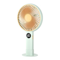6-inch USB Rechargeable Portable Handheld Mini Fan with Digital Display and Phone Stand