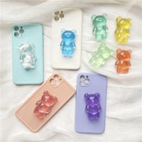 Korean Ins Style Transparent Bear Airbag Phone Stand with Cloud Design, Expandable Grip for Portable Viewing