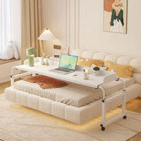 Adjustable Height Mobile Overbed Table with Wheels for Laptop and Study