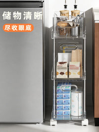 Slim Pull-Out Kitchen Storage Cart with Wheels, Multi-Layer Gap Organizer for Narrow Spaces