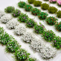 TEMOD 49-Cluster Mixed Color Miniature Flower Tufts for DIY Sand Table Scenery