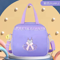 Girls' Portable Dance Bag with Embroidery - Large Capacity Ballet Dress Storage Tote