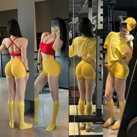 DFY Women's High Waist Yoga Shorts with Pockets, Tummy Control, Butt Lift, Workout Running Compression Shorts
