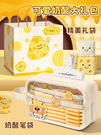 Large Capacity Cheese Pencil Case Set for Students