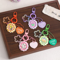 Embossed Acrylic Heart Keychain with Beaded Chain for Bags and Gifts
