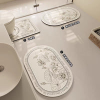 Diatomaceous Earth Absorbent Bathroom Mat Set - Non-Slip Quick Dry Toilet U-Shaped & Bath Mat