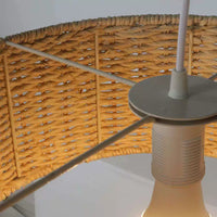 Zen Style Woven Rattan & Paper Rope Pendant Light for Bedroom Balcony Dining Room
