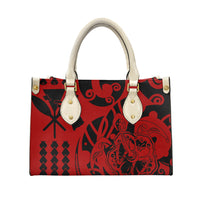 Hawaiian Tribal Print PU Leather Tote Bag for Women