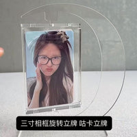 3-inch Guka Card Holder Rotating Stand Photo Frame DIY Transparent Acrylic