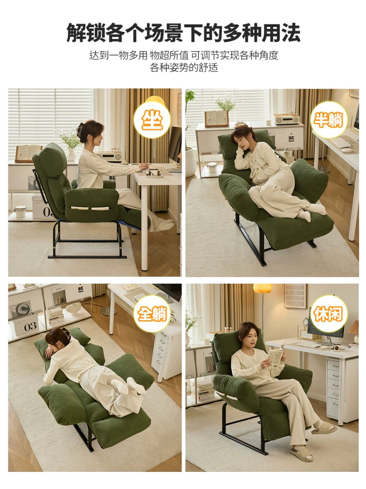 Folding Recliner Chair for Office and Home, Adjustable Lounge Sofa for Napping and Relaxation