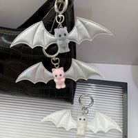 Cute Bear Wing Keychain for Bags and Phones - Halloween Accessory