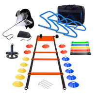 Football & Basketball Training Equipment Set: Marker Discs, Agility Rings, Hurdles, Resistance Parachutes, Agility Ladders for Speed & Physical Traini