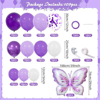 Purple Butterfly Balloon Arch Kit for Kids' Birthday Parties, Weddings, and Anniversaries