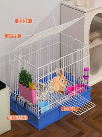 Rabbit Cage with Anti-Splash Design, Automatic Waste Cleaning, for Indoor Use, Large Size for Guinea Pigs and Dutch Pigs
