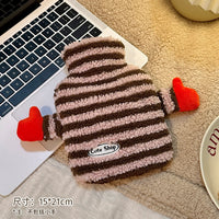 Cartoon Striped Hot Water Bottle for Pain Relief and Warmth, Thickened Design