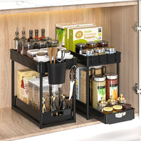 2-Tier Pull-Out Kitchen Countertop Organizer for Spices and Condiments