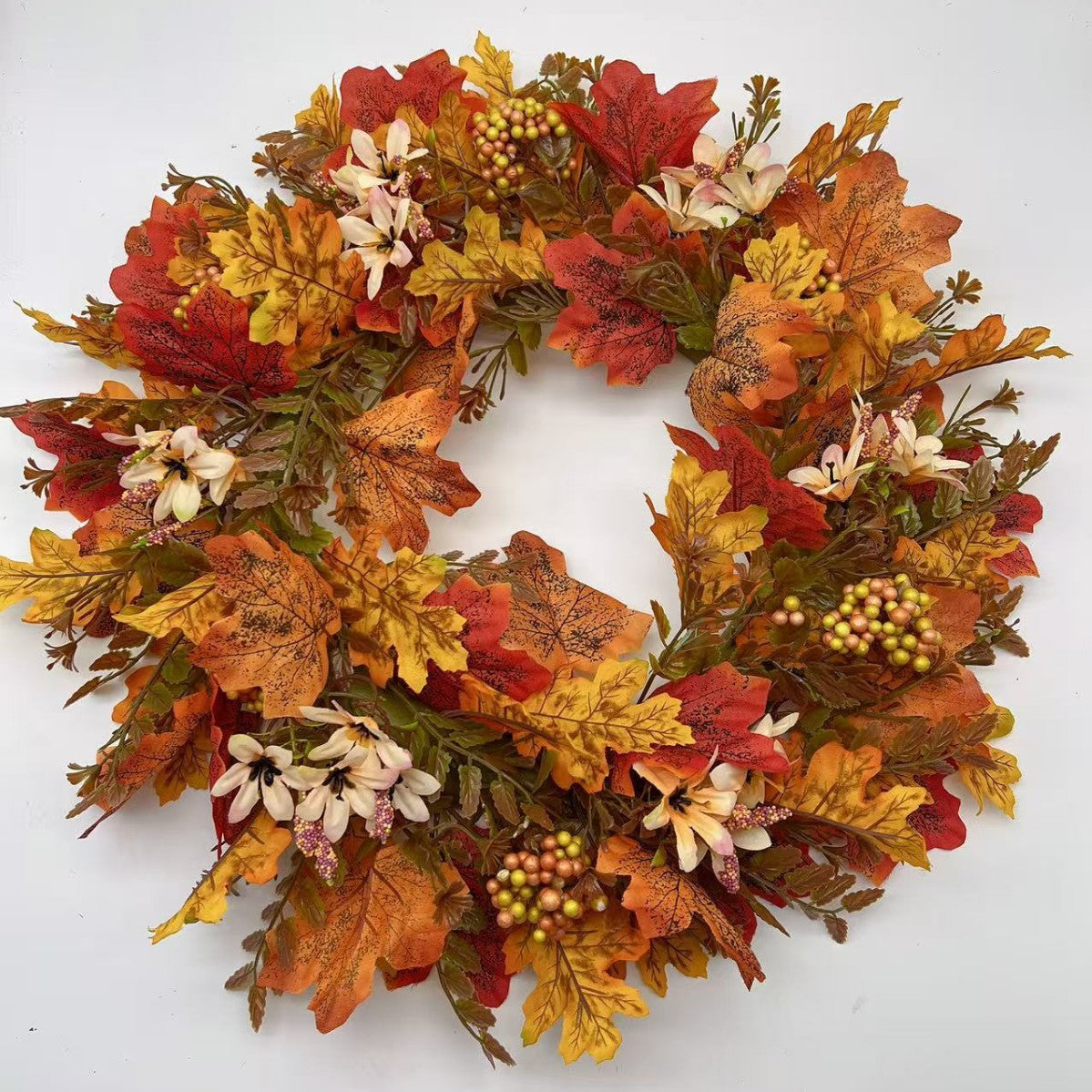 Halloween Thanksgiving Autumn Maple Leaf Wreath Door Hanging Decoration