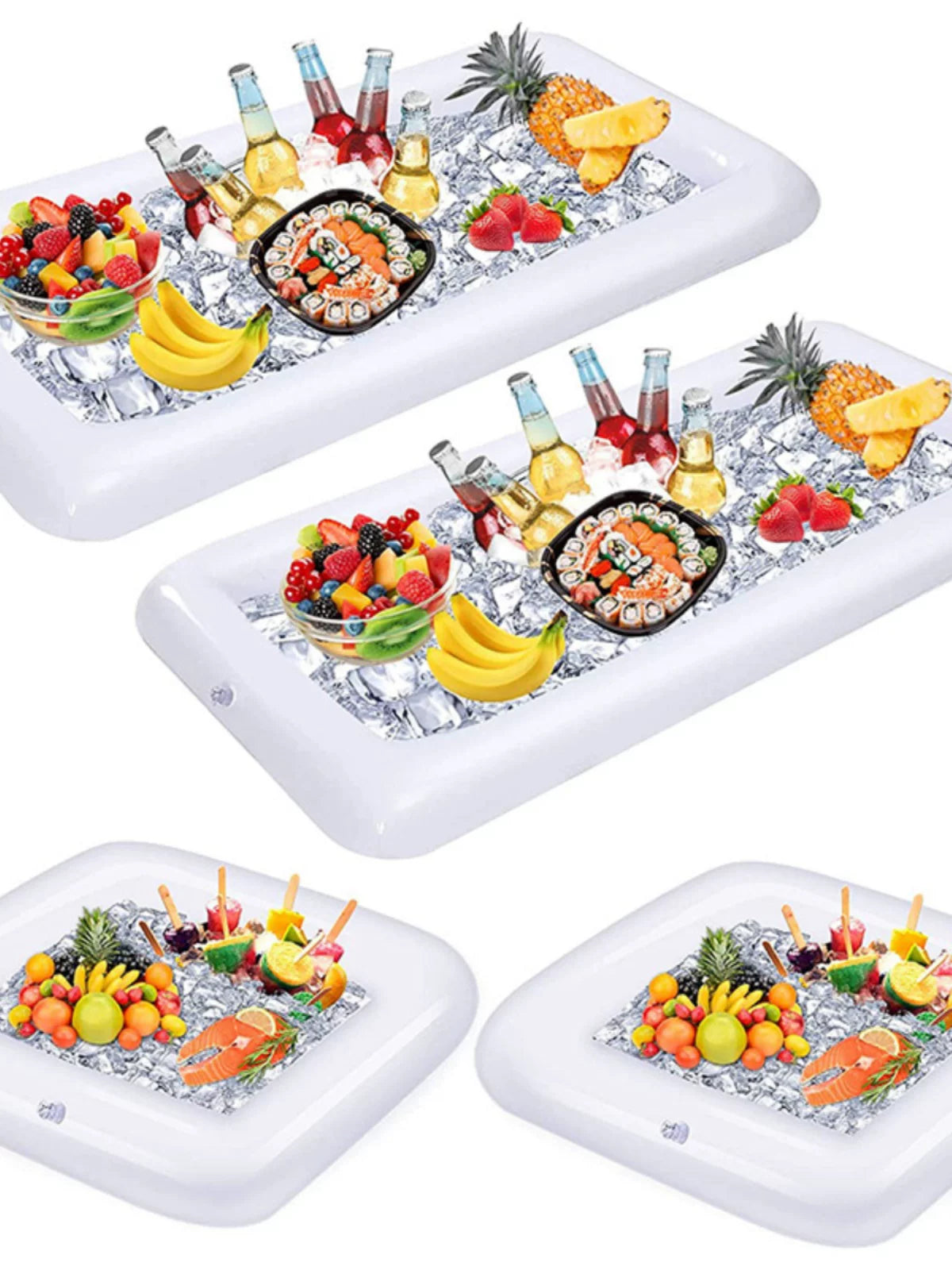 Inflatable Floating Serving Bar for Pool Parties and Picnics, Drink and Salad Ice Tray