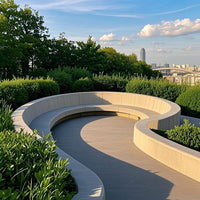 UHPC Concrete Planter Bench with Terrazzo Tree Pool